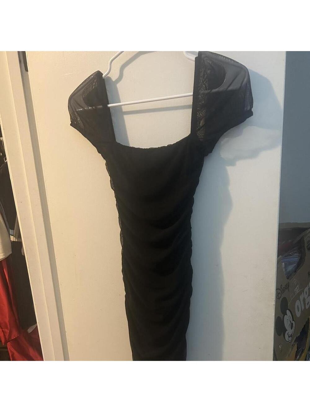 Black mesh bodycon dress with lace detailing new without tags